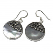 Shell & Silver Earrings - Classic Disc - Mother of Pearl - 6g - Click Image to Close